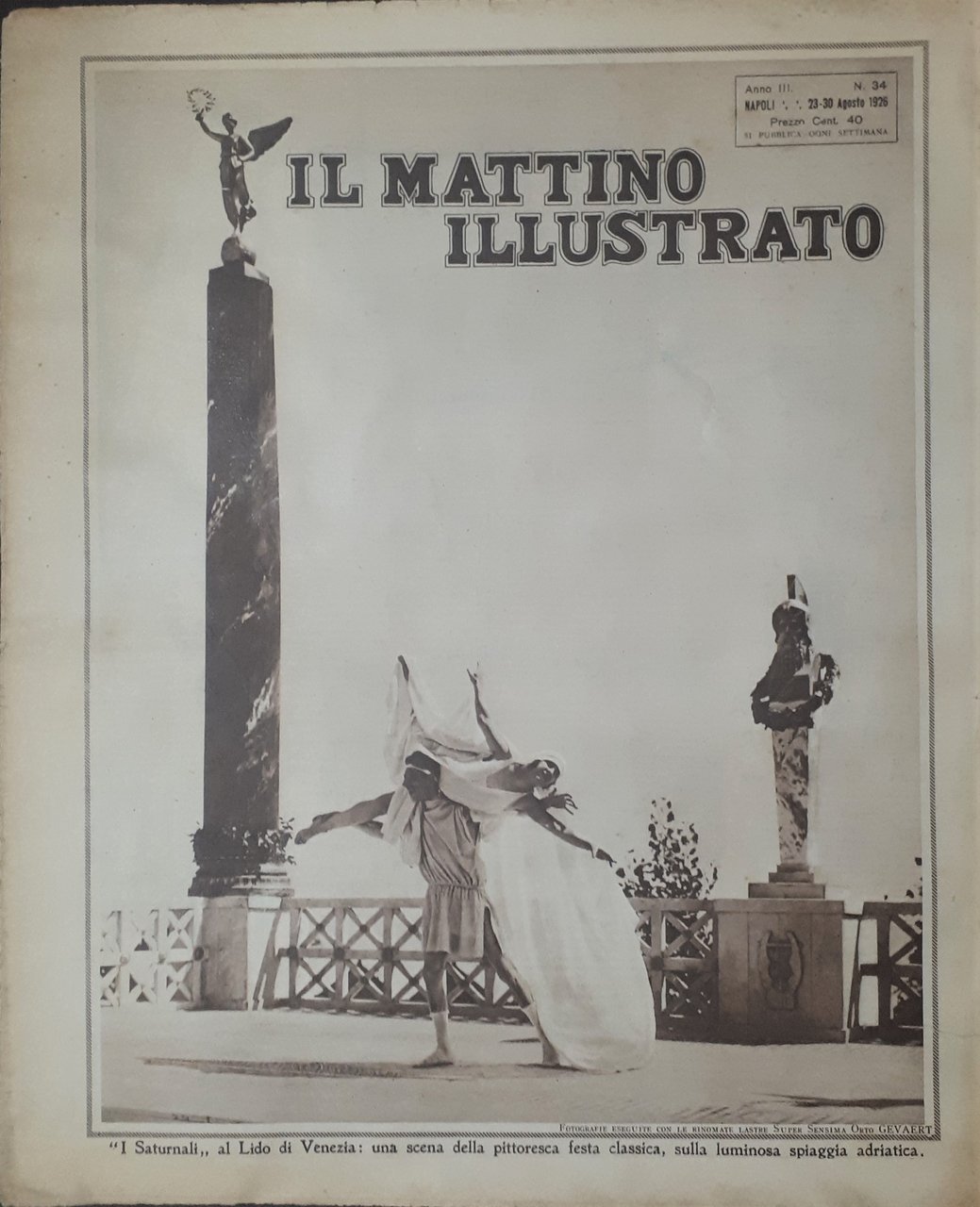 Rivista Attualità Il Mattino Illustrato N. 34 Saturnali al Lido …