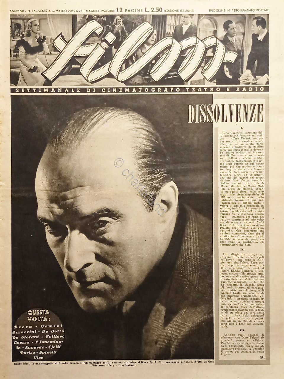 Rivista Cinematografo Teatro e Radio - Film N. 16 - …