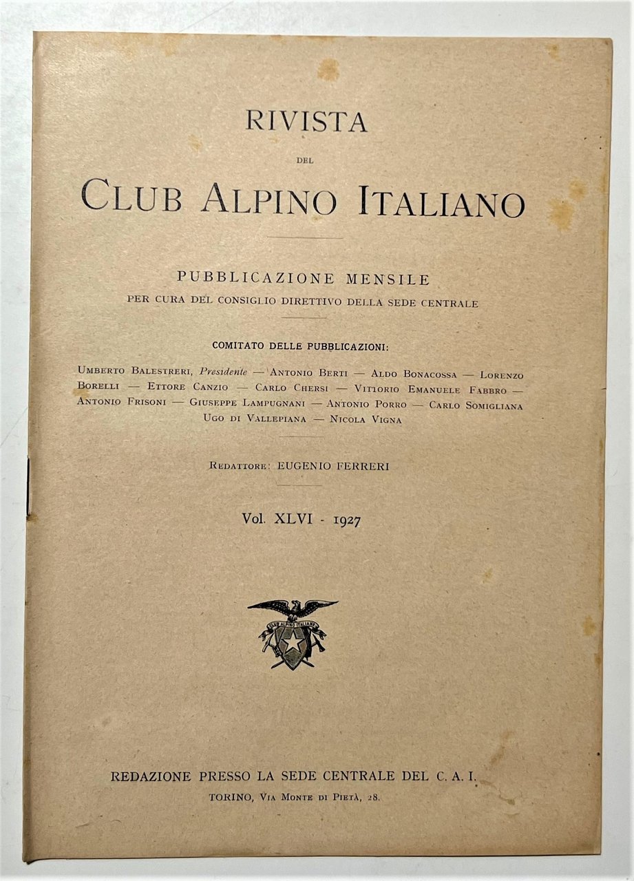 Rivista del Club Alpino Italiano - Indice - 1927