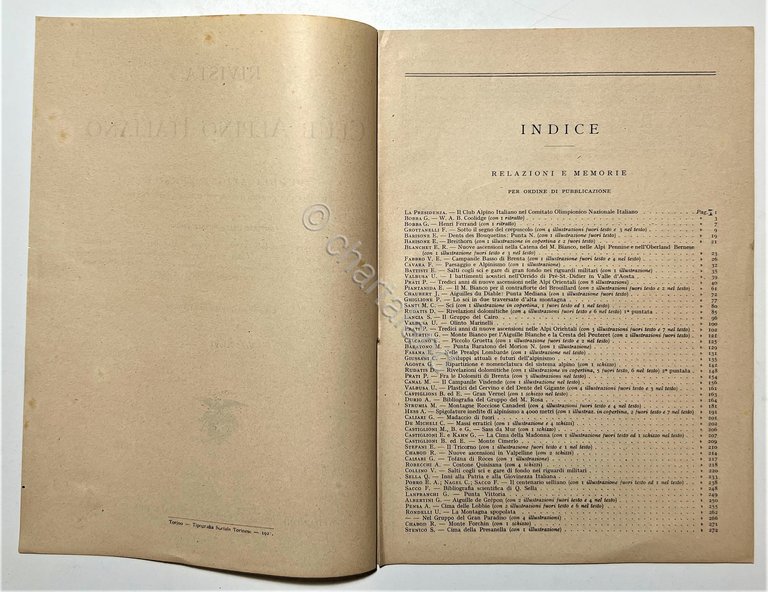 Rivista del Club Alpino Italiano - Indice - 1927