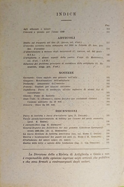 Rivista di Artiglieria e Genio - LXXIX Annata - Fascicolo …