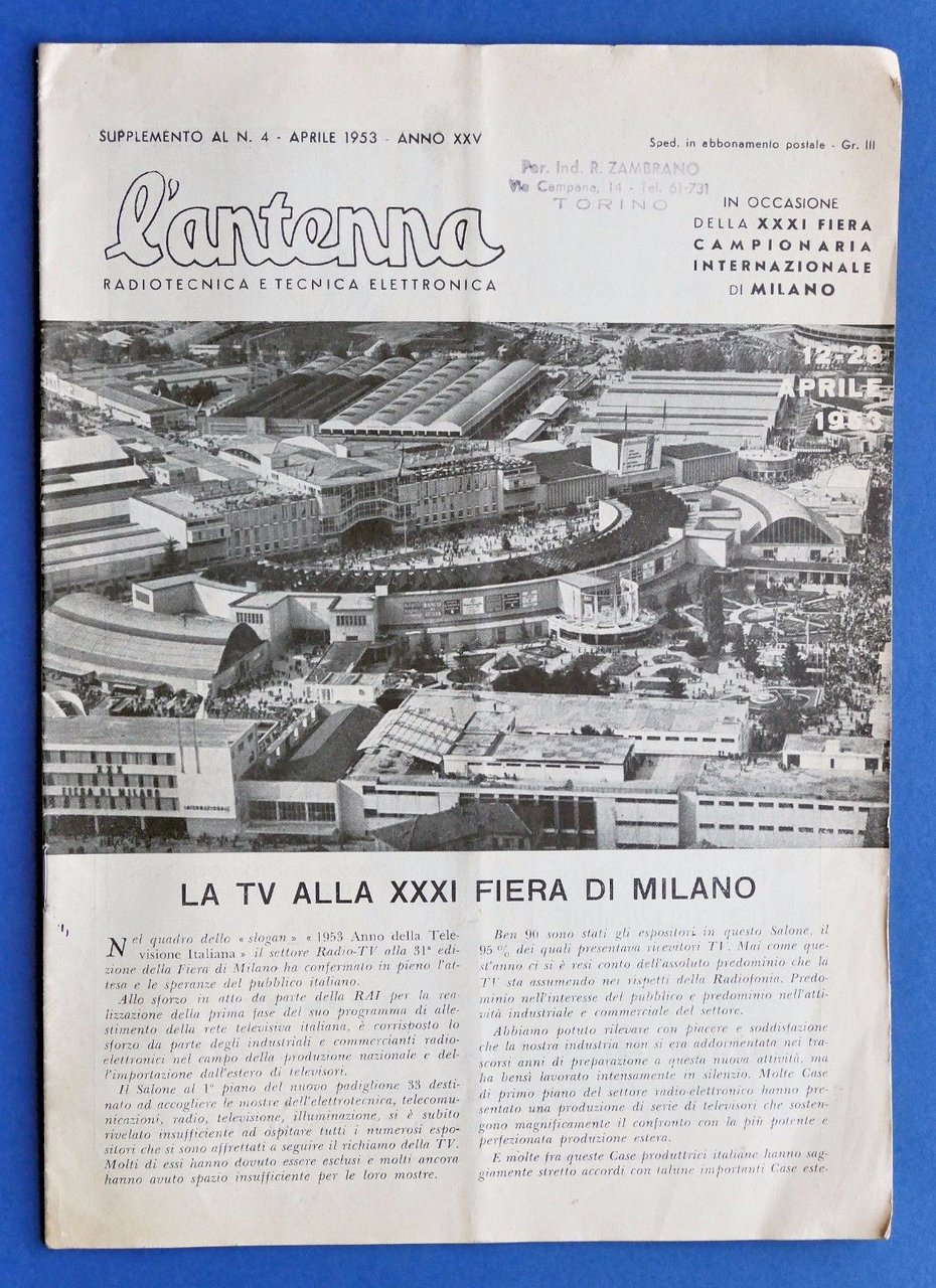 Rivista di Radiotecnica - L'Antenna - Supplemento al N° 4 …