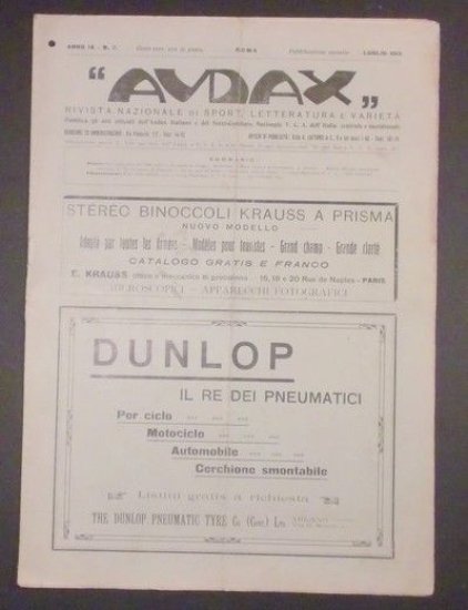 Rivista di Sport e Letteratura Sportiva - Audax - Anno …