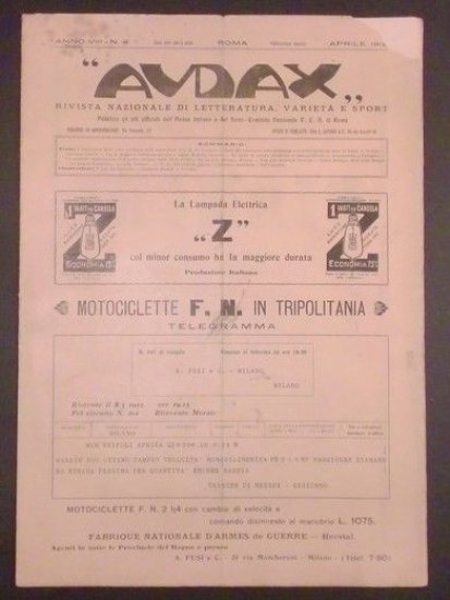 Rivista di Sport e Letteratura Sportiva - Audax - Anno …