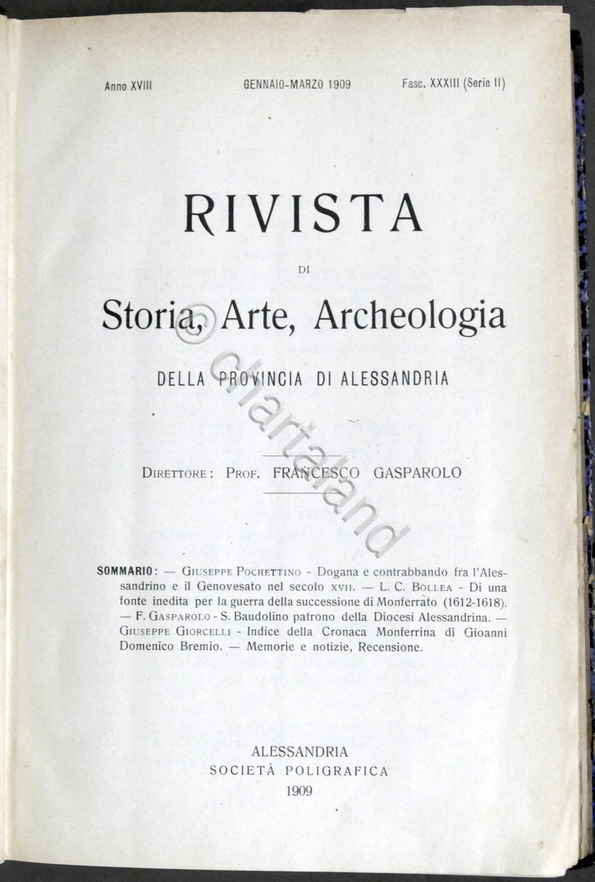 Rivista di Storia Arte Archeologia prov. di Alessandria Anno XVIII …