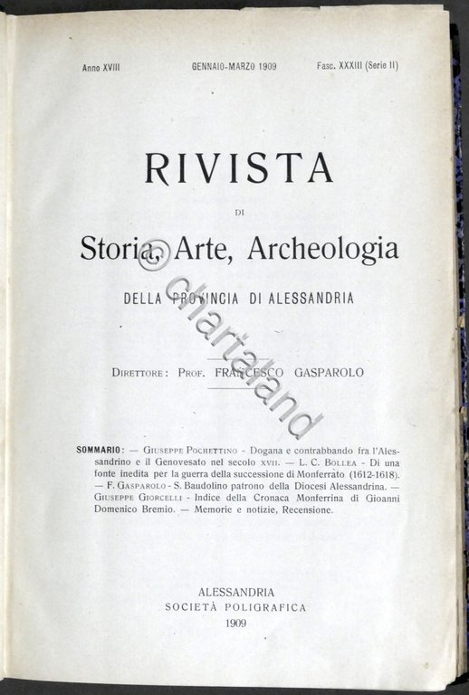 Rivista di Storia Arte Archeologia prov. di Alessandria Anno XVIII …