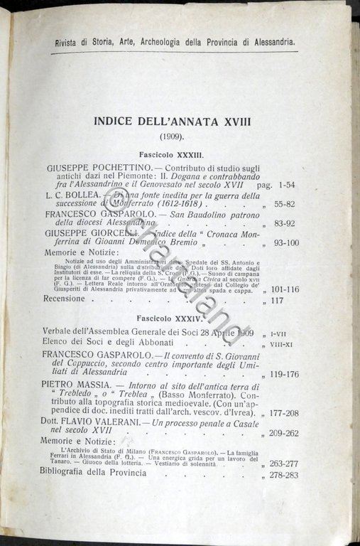 Rivista di Storia Arte Archeologia prov. di Alessandria Anno XVIII …