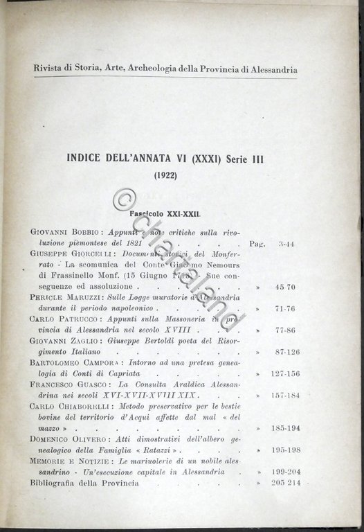 Rivista di Storia Arte Archeologia prov. di Alessandria Anno XXXI …