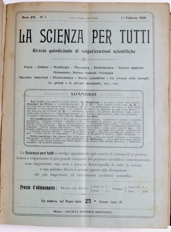 Rivista La Scienza per Tutti - Anno XVI completo - … | Immagine Gallery 2