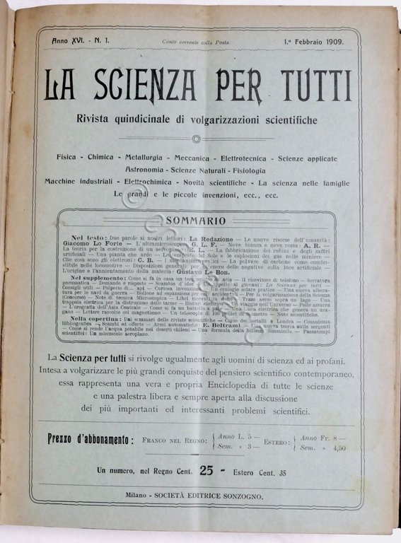 Rivista La Scienza per Tutti - Anno XVI completo - … | Immagine Gallery 5