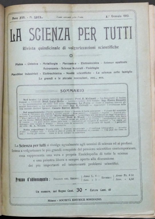 Rivista La Scienza per Tutti - Anno XVII completo - … | Immagine Gallery 6