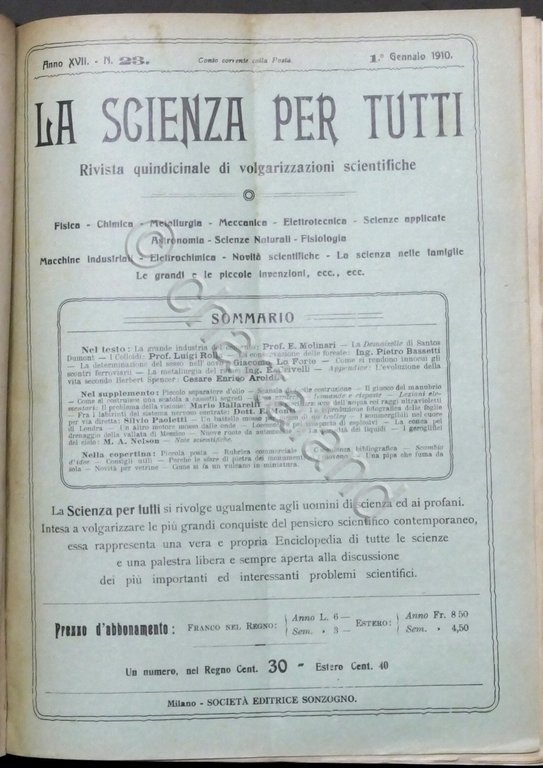 Rivista La Scienza per Tutti - Anno XVII completo - … | Immagine Gallery 8