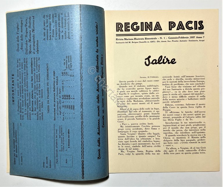 Rivista Mariana, Santuario del M. Beigua (Sassello) - Regina Pacis …