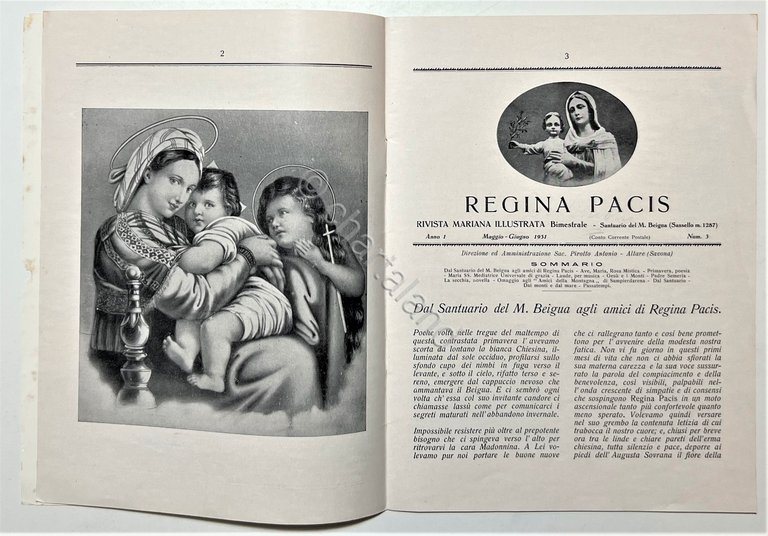 Rivista Mariana, Santuario del M. Beigua (Sassello) - Regina Pacis …