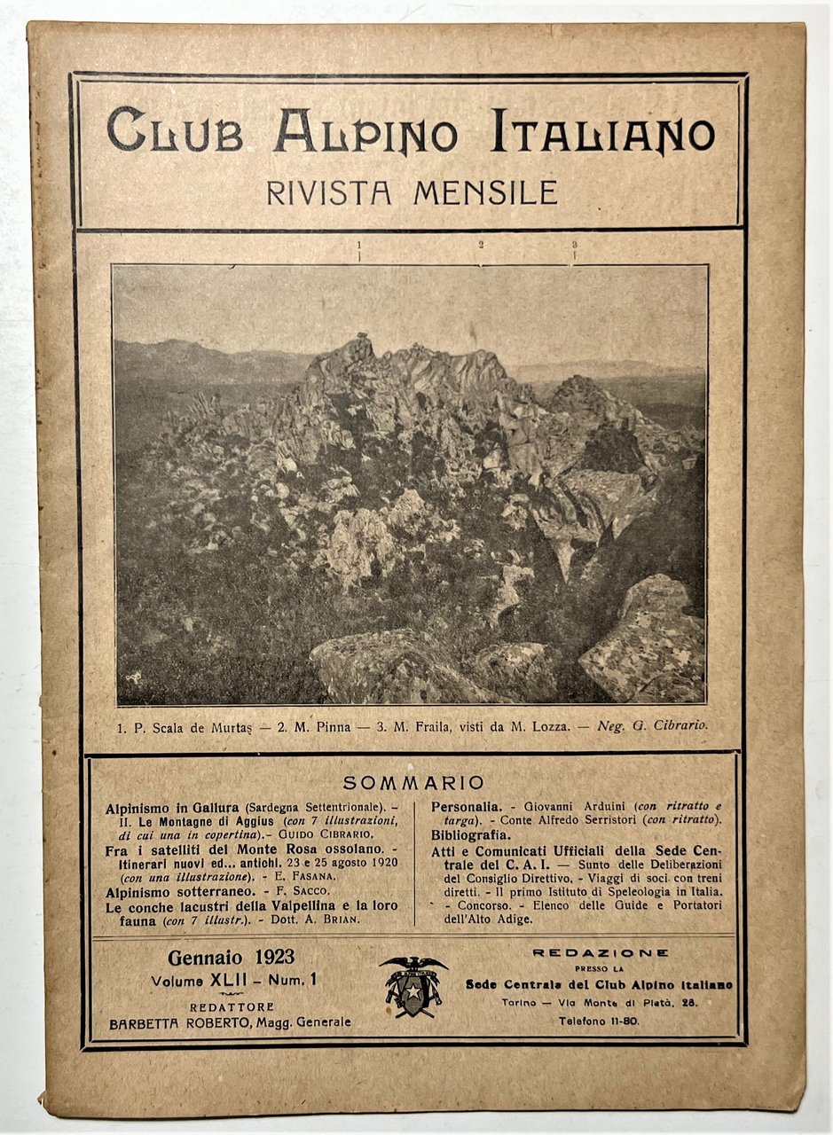 Rivista Mensile - Club Alpino Italiano N. 1 - 1923