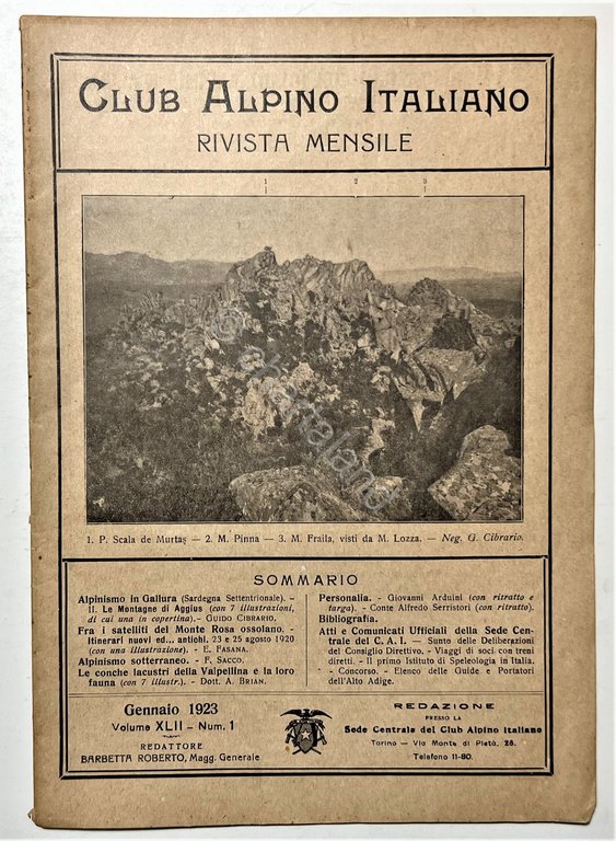 Rivista Mensile - Club Alpino Italiano N. 1 - 1923