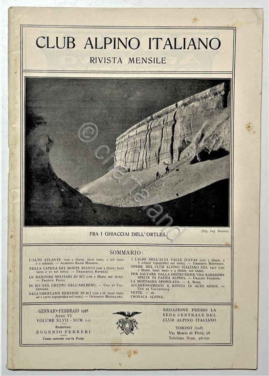 Rivista Mensile - Club Alpino Italiano N. 1/2 - 1928