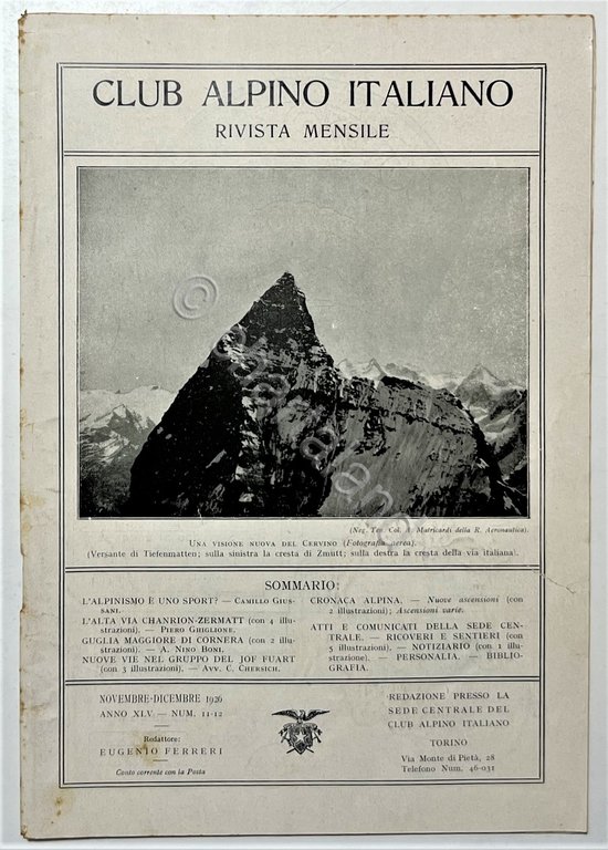 Rivista Mensile - Club Alpino Italiano N. 11/12 - 1926