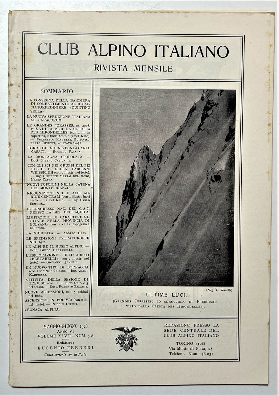Rivista Mensile - Club Alpino Italiano N. 5/6 - 1928