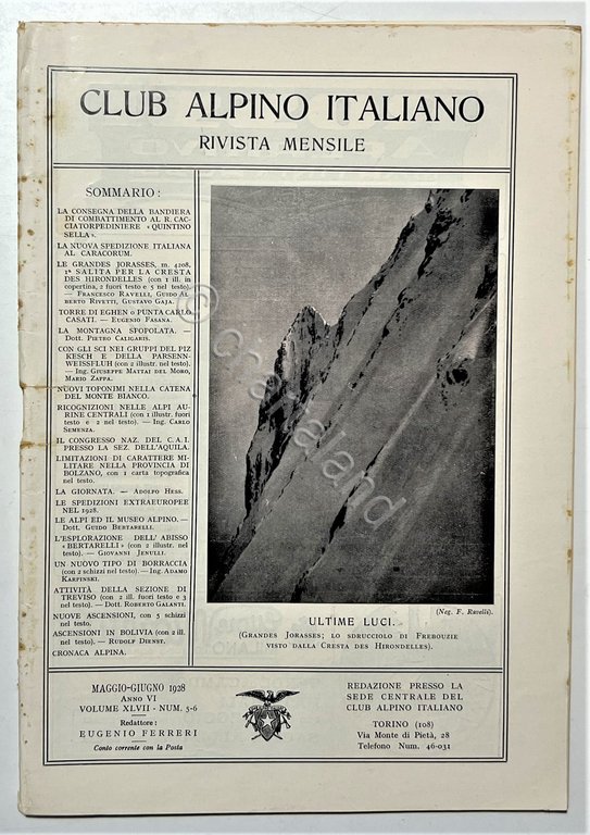 Rivista Mensile - Club Alpino Italiano N. 5/6 - 1928