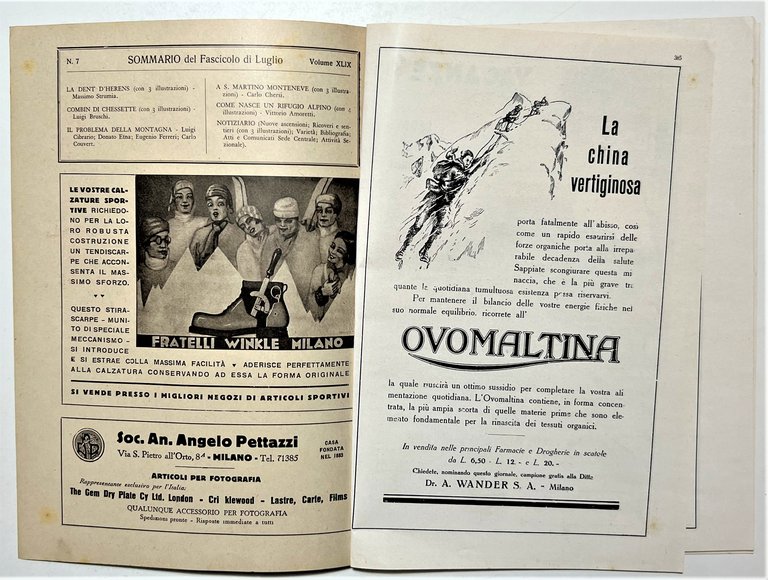 Rivista Mensile - Club Alpino Italiano N. 7 - 1930