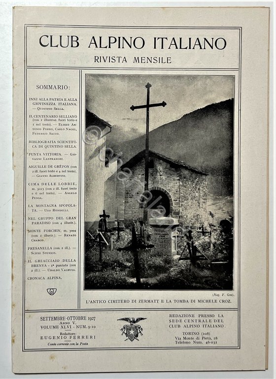 Rivista Mensile - Club Alpino Italiano N. 9/10 - 1927