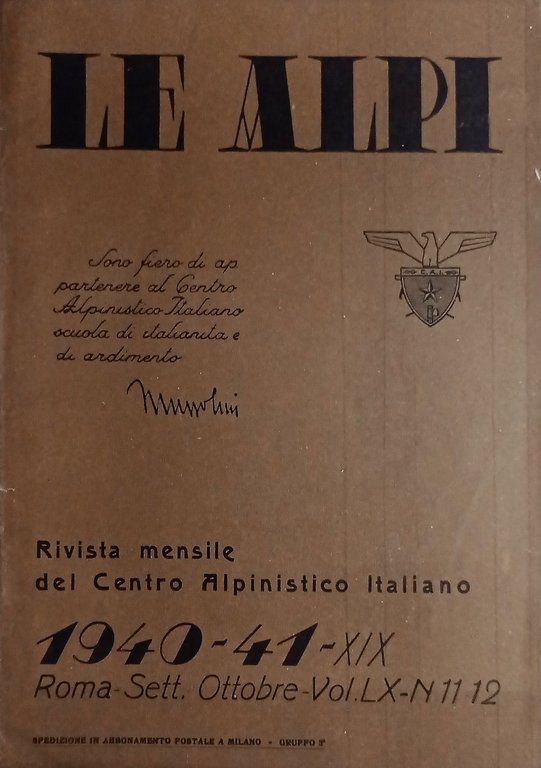 Rivista Mensile del Centro Alpinistico Italiano - Le Alpi - N. 11-12 - 1939-40