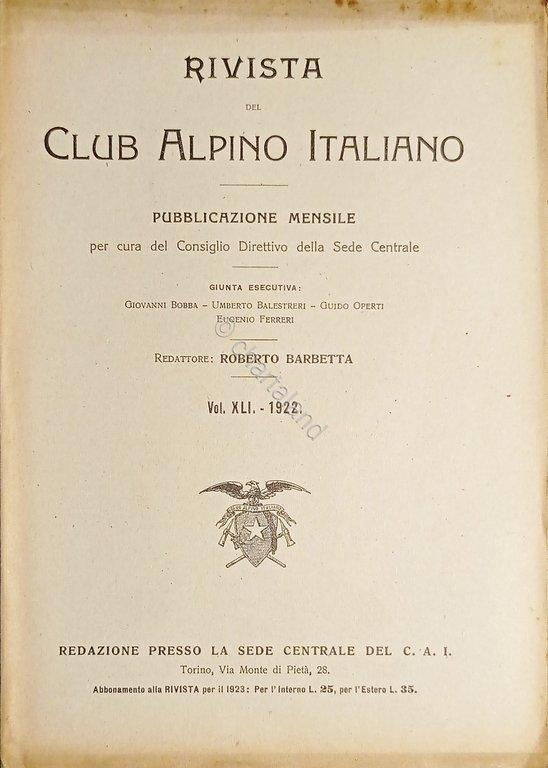 Rivista Mensile del Club Alpino Italiano - Vol. XLI - … | Immagine Gallery 3