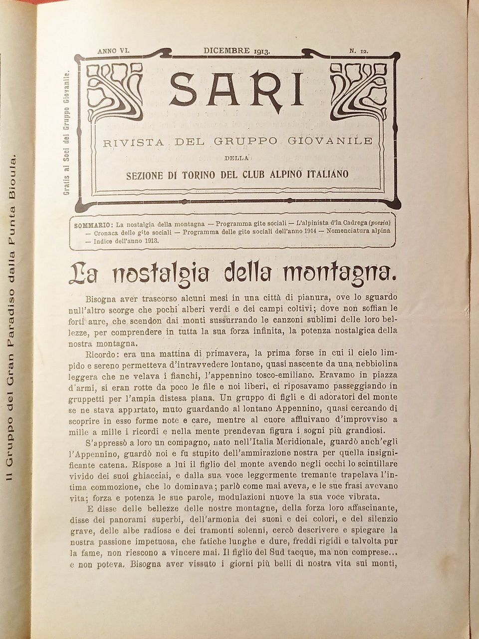 Rivista Mensile del Gruppo Giovanile della C.A.I. Torino - SARI …