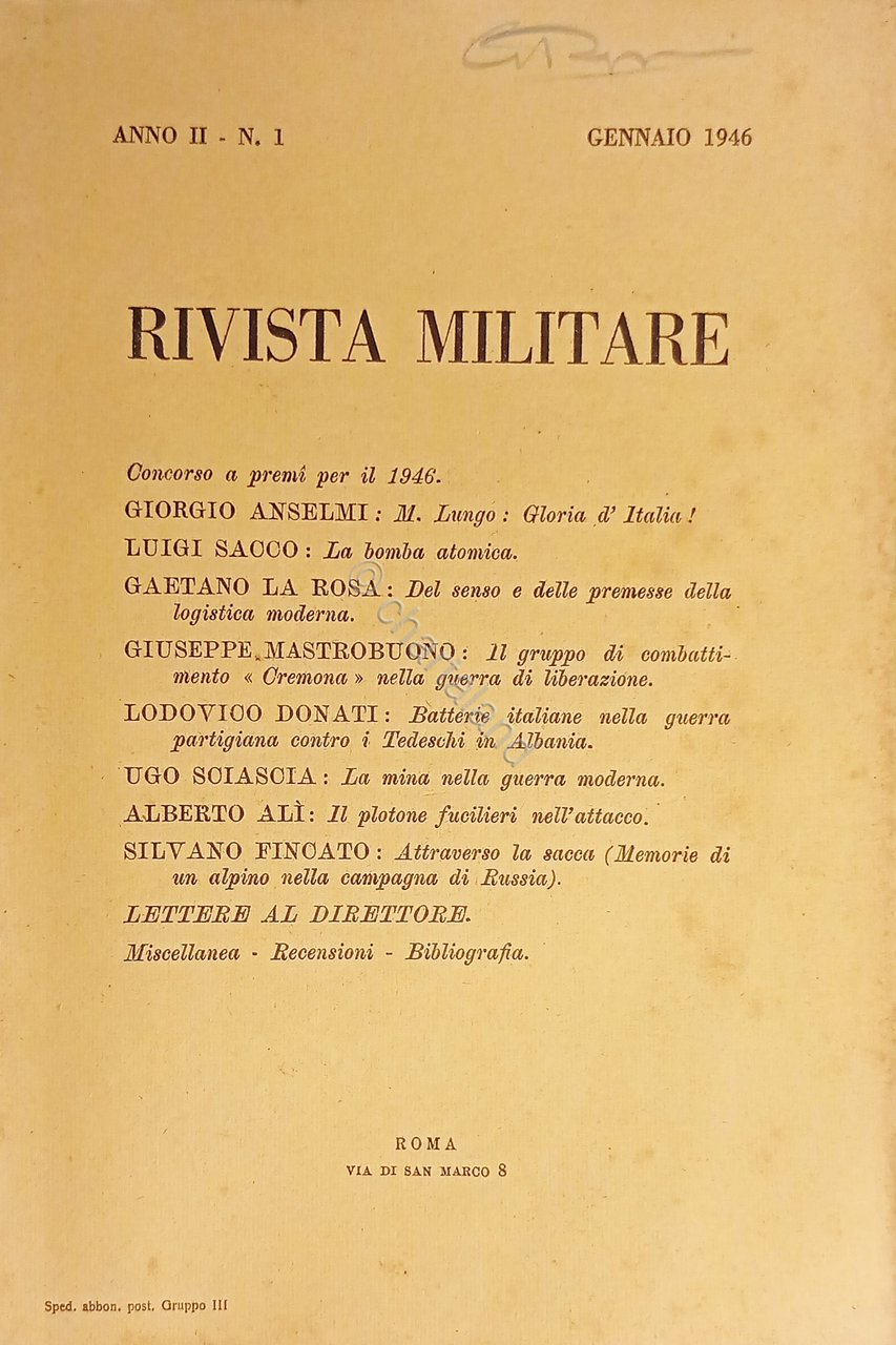 Rivista Militare - Anno II - N. 1 - Gennaio …