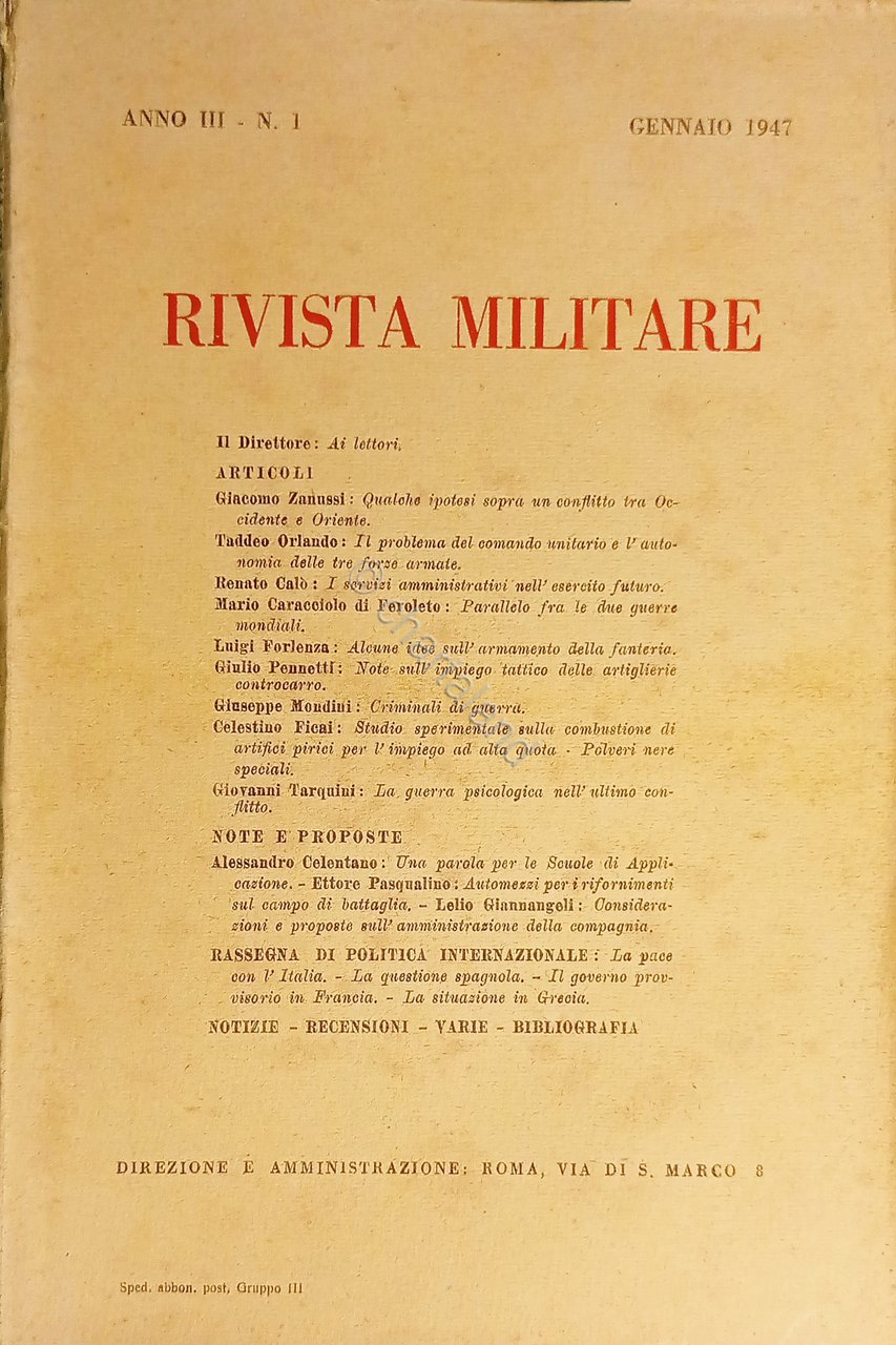 Rivista Militare - Anno III - N. 1 - Gennaio …