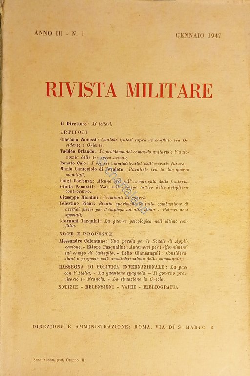 Rivista Militare - Anno III - N. 1 - Gennaio …