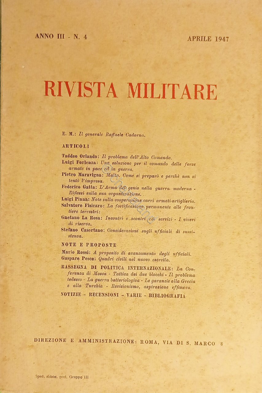 Rivista Militare - Anno III - N. 4 - Aprile …