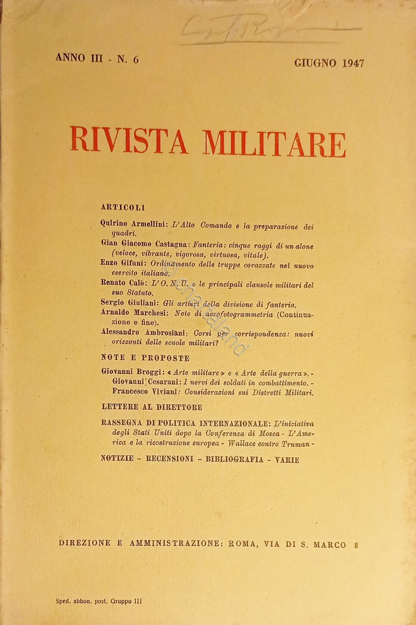 Rivista Militare - Anno III - N. 6 - Giugno …