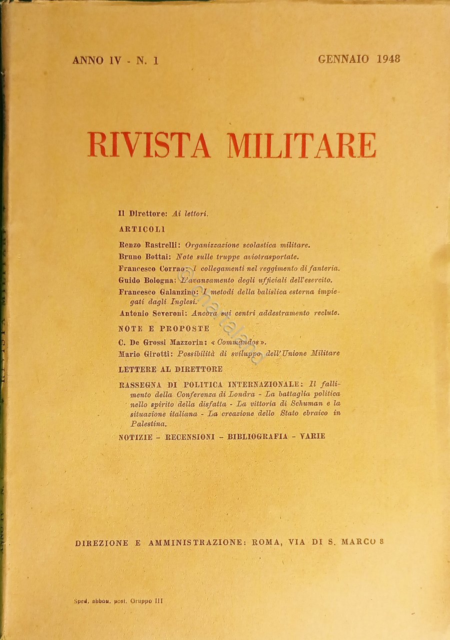 Rivista Militare - Anno IV - N. 1 Gennaio 1948