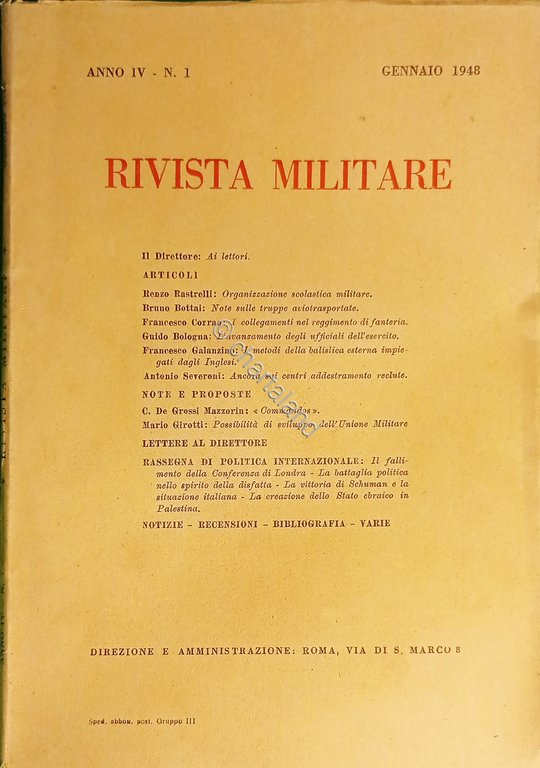 Rivista Militare - Anno IV - N. 1 Gennaio 1948