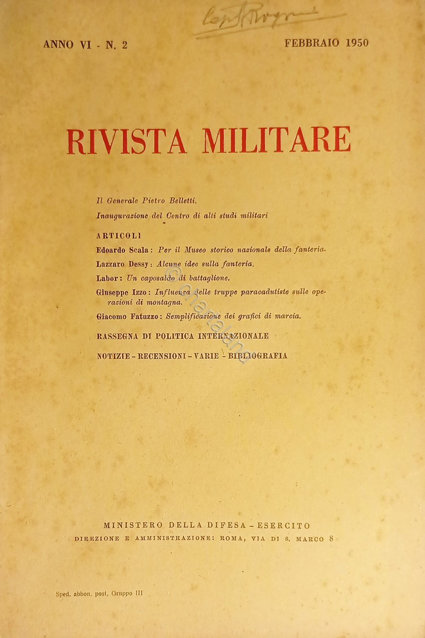Rivista Militare - Anno VI - N. 2 Febbraio 1950