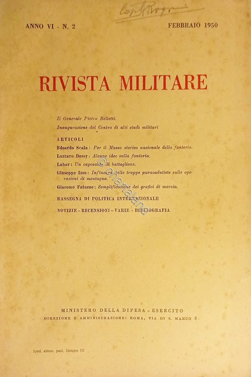 Rivista Militare - Anno VI - N. 2 Febbraio 1950