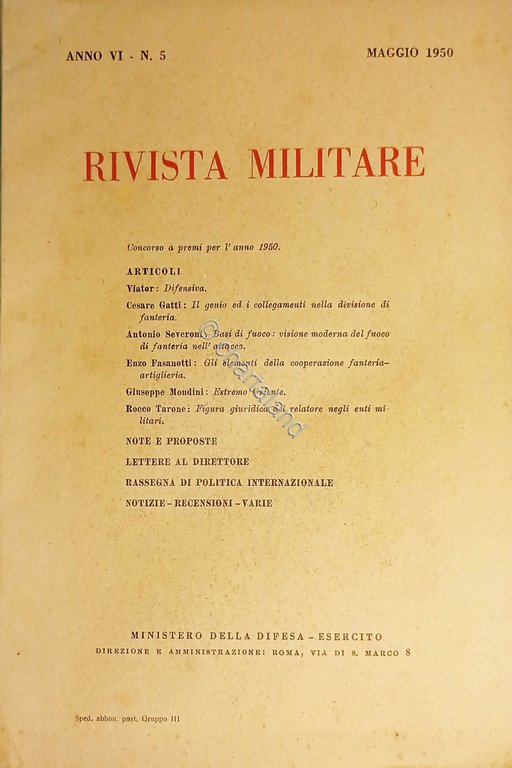 Rivista Militare - Anno VI - N. 5 Maggio 1950