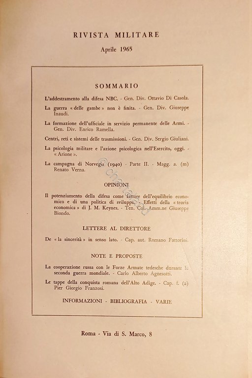 Rivista Militare - Anno XXI - N. 4 - Aprile …