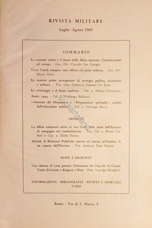 Rivista Militare - Anno XXI - N. 7-8 Luglio - …