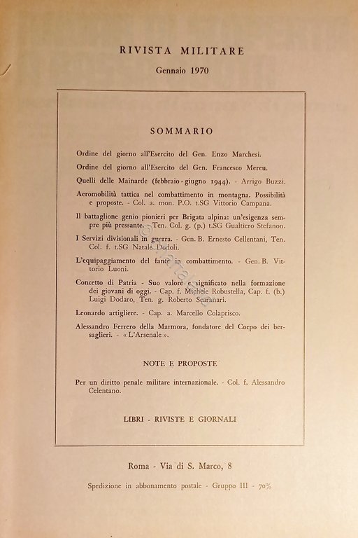 Rivista Militare - Anno XXVI - N. 1 - Gennaio …