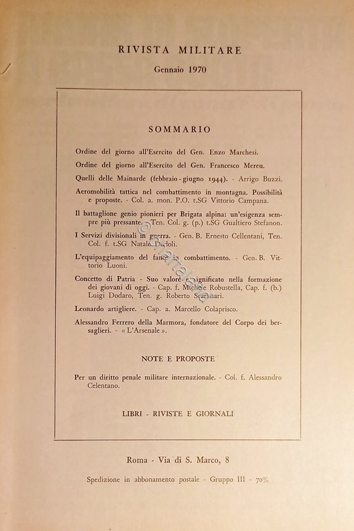 Rivista Militare - Anno XXVI - N. 1 - Gennaio …