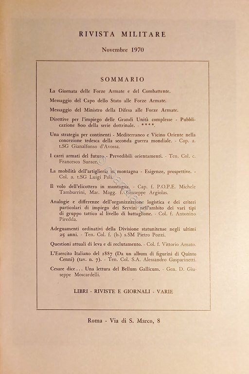 Rivista Militare - Anno XXVI - N. 11 - Novembre …