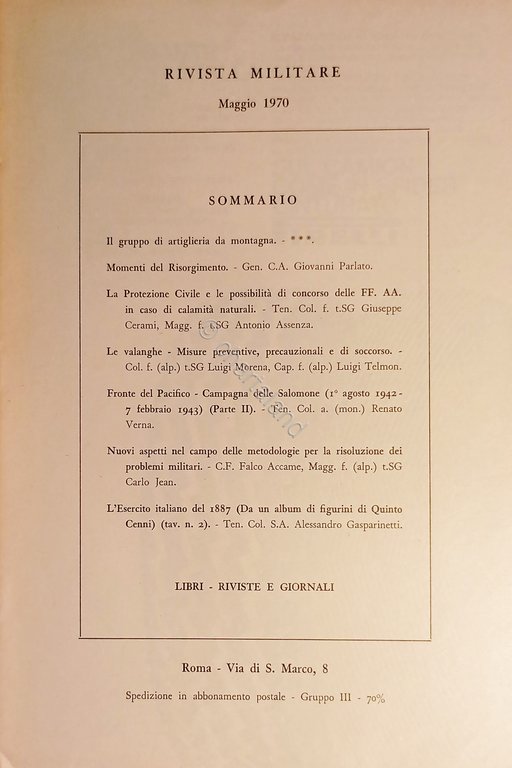 Rivista Militare - Anno XXVI - N. 5 - Maggio …