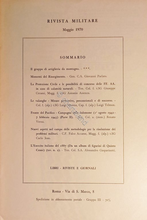 Rivista Militare - Anno XXVI - N. 5 - Maggio …