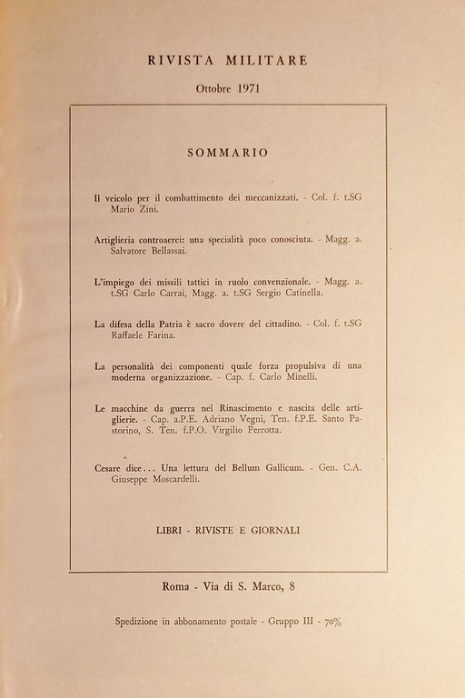 Rivista Militare - Anno XXVII - N. 10 - Ottobre …
