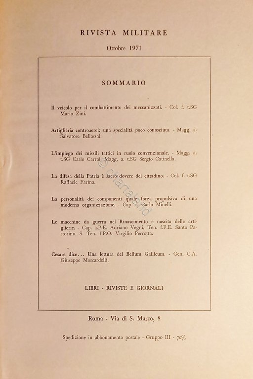 Rivista Militare - Anno XXVII - N. 10 - Ottobre …