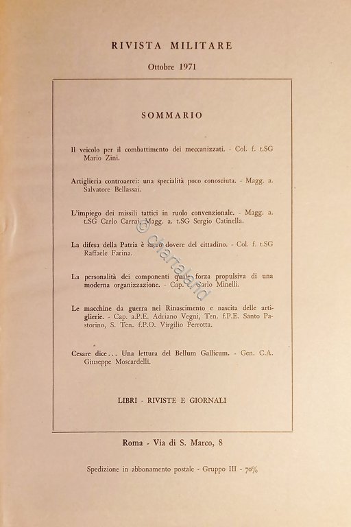 Rivista Militare - Anno XXVII - N. 10 - Ottobre …