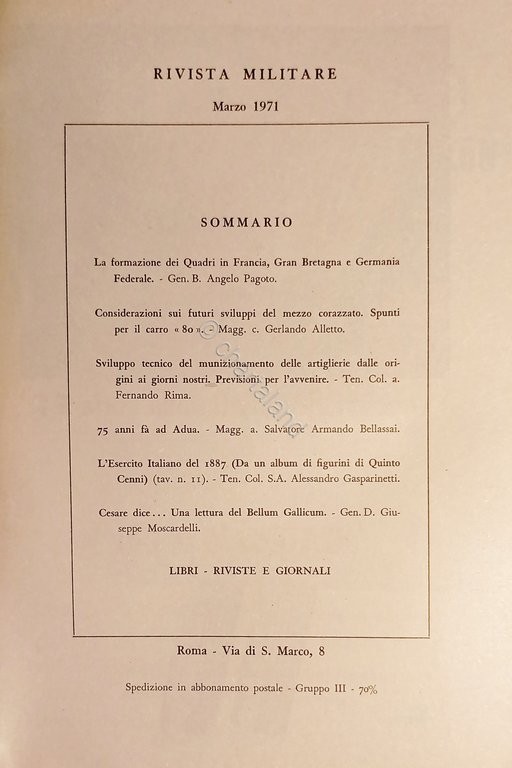 Rivista Militare - Anno XXVII - N. 3 - Marzo …